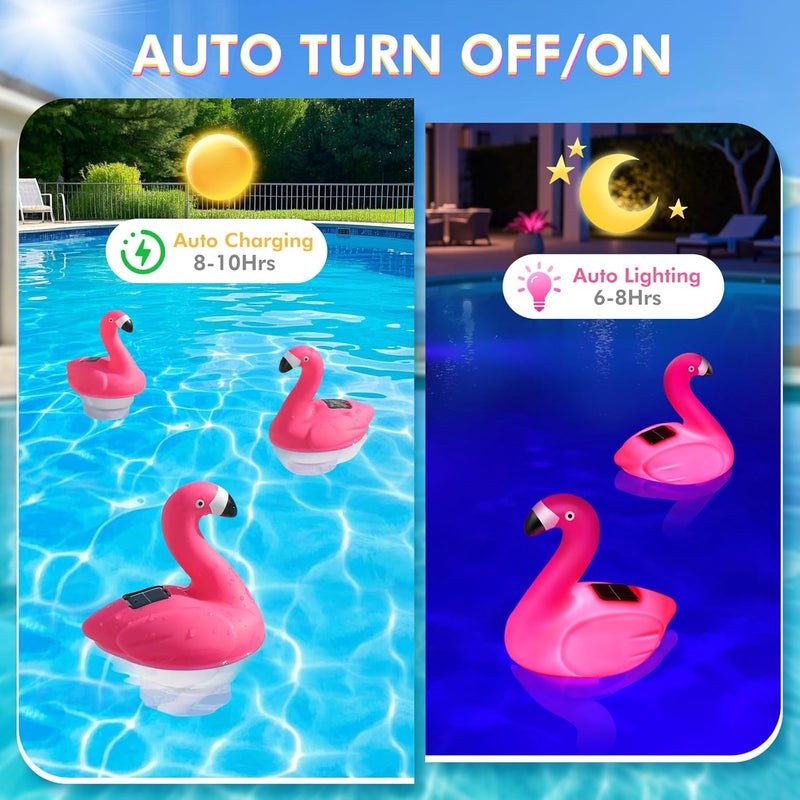 Blufree Pool Chlorine Floater, Solar Flamingo Chlorine Tablet Floater w/Adjustable Release, Glow in The Dark Large Capacity Floating Chlorines Dispenser for Pool Hot Tub Spa - Image 4